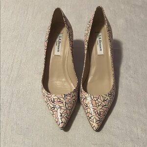LK Bennett Pink and Black Patterned Heels
